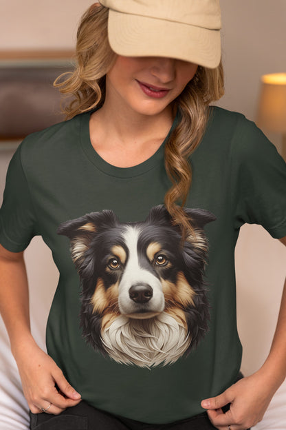 Australian Shepherd Black Tri Realistic Graphic Tee