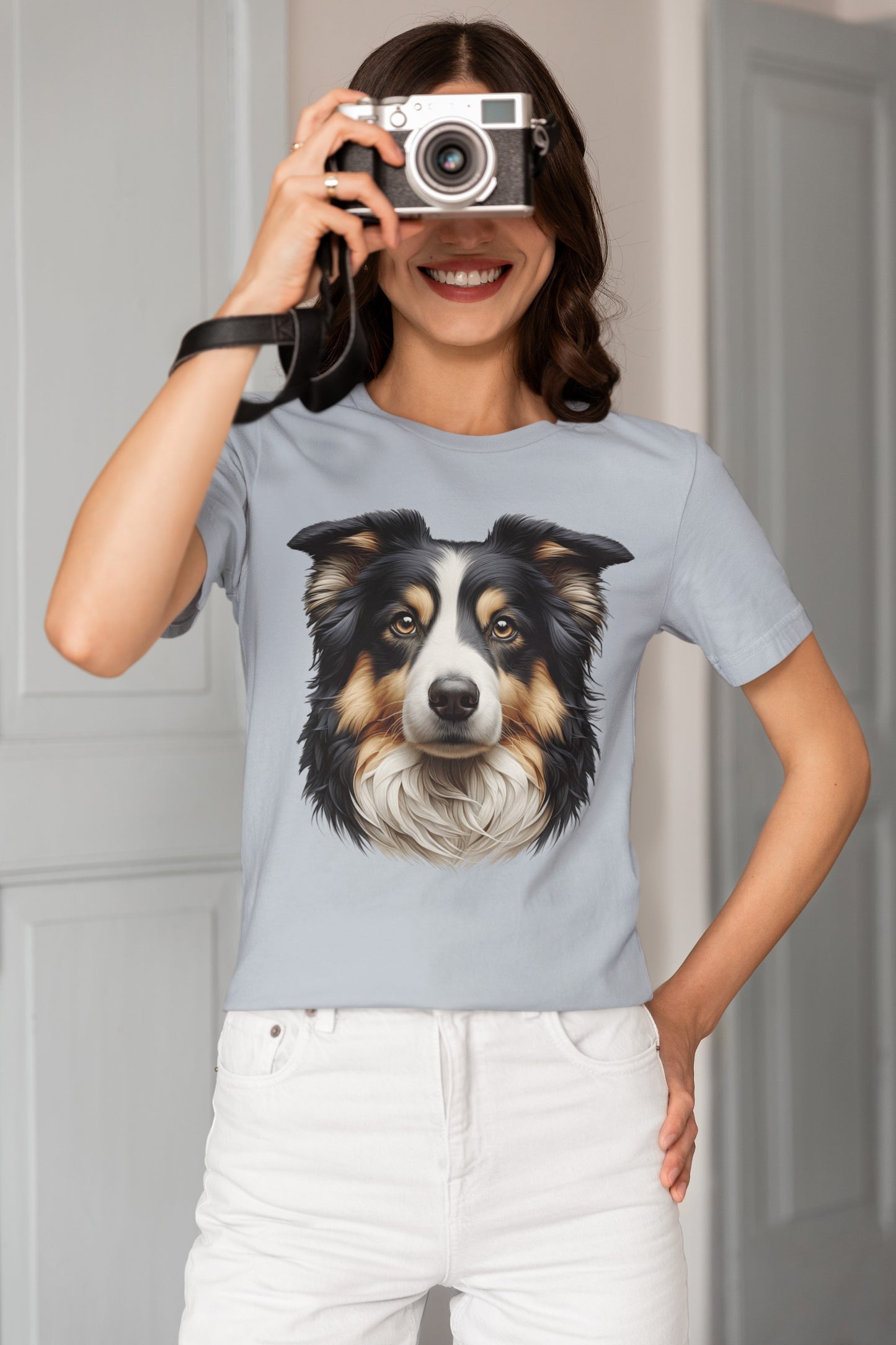 Australian Shepherd Black Tri Realistic Graphic Tee