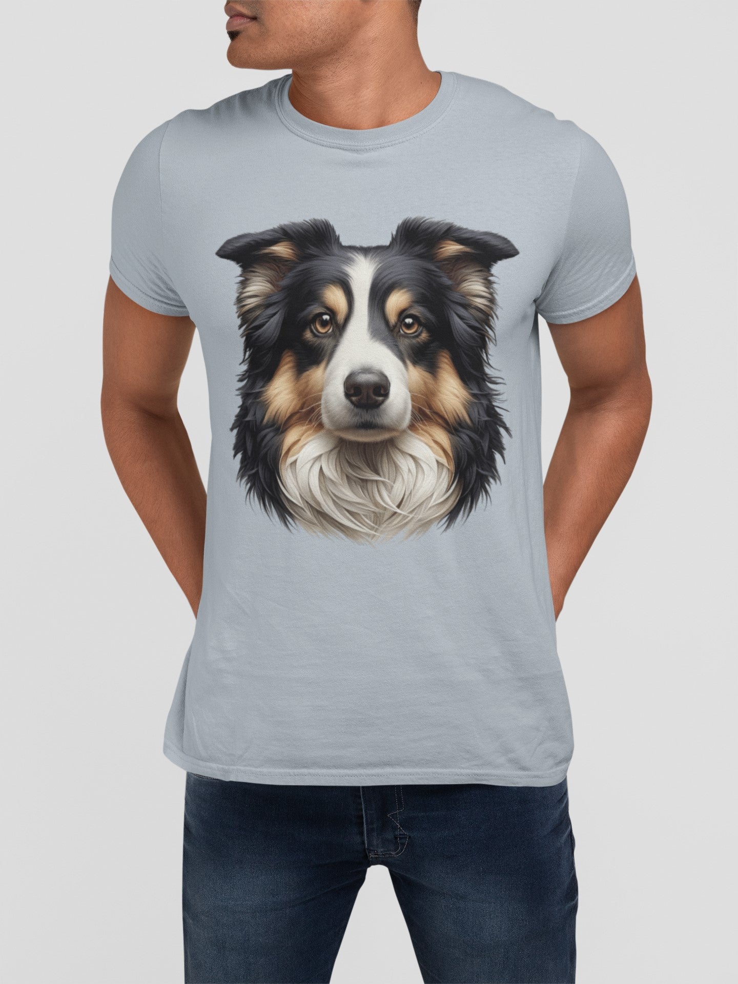 Australian Shepherd Black Tri Realistic Graphic Tee