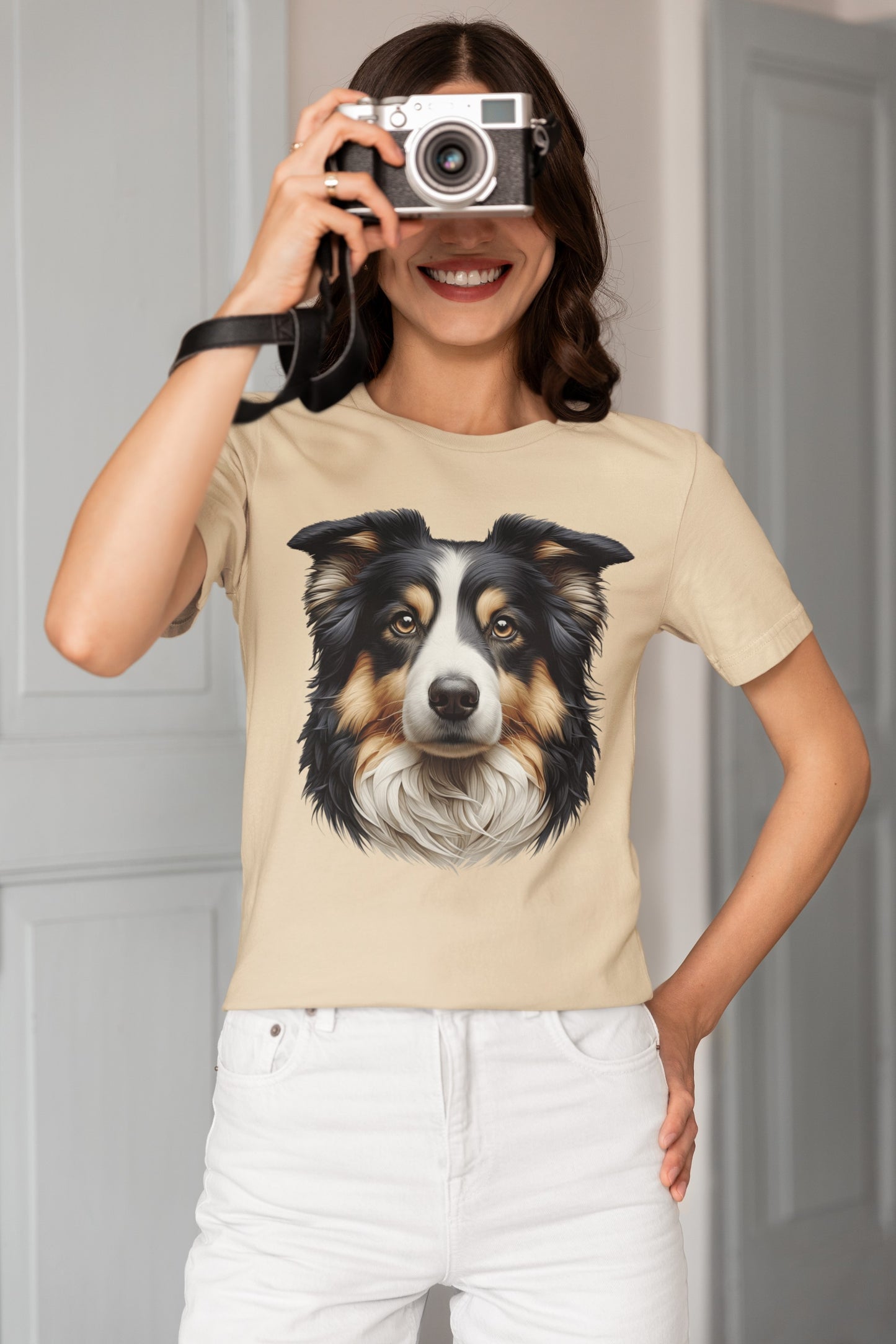 Australian Shepherd Black Tri Realistic Graphic Tee