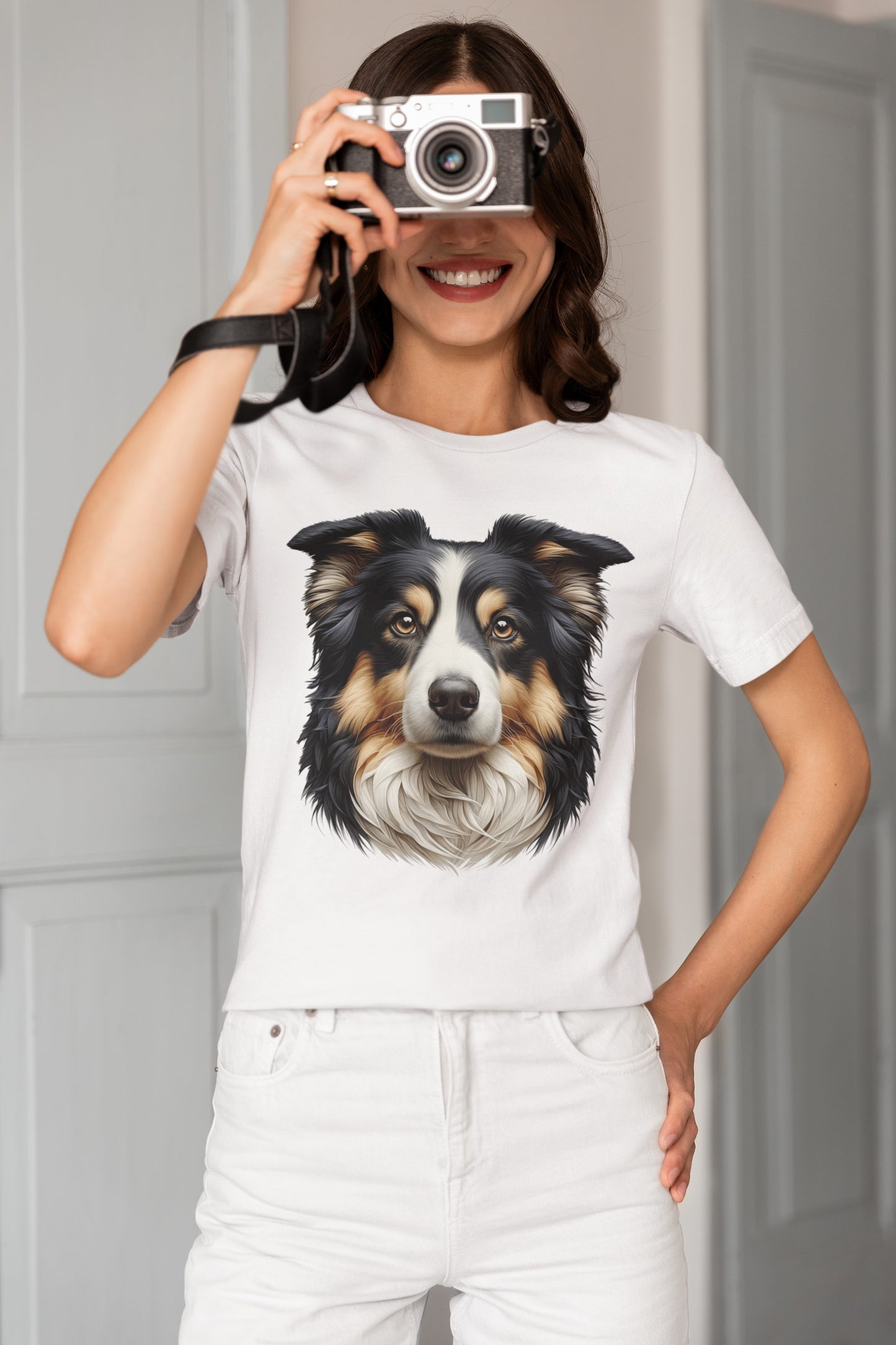 Australian Shepherd Black Tri Realistic Graphic Tee
