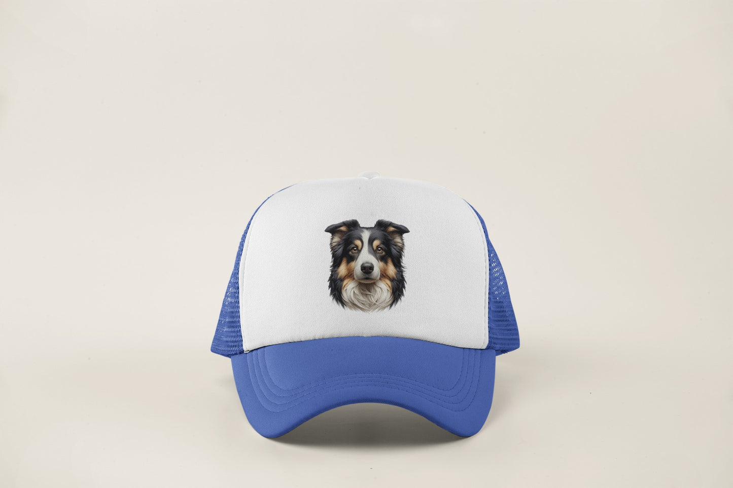 Australian Shepherd Black Tri Realistic Portrait Trucker Caps