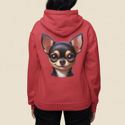 Chihuahua Black & Tan Smooth Coat Cartoon Back Print Hoodie