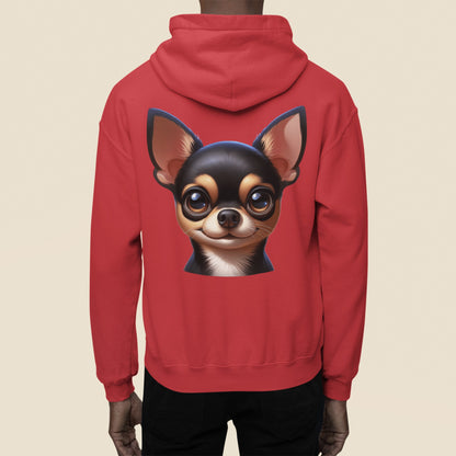 Chihuahua Black & Tan Smooth Coat Cartoon Back Print Hoodie