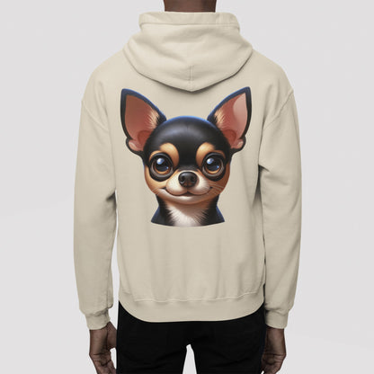 Chihuahua Black & Tan Smooth Coat Cartoon Back Print Hoodie