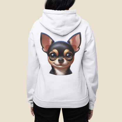 Chihuahua Black & Tan Smooth Coat Cartoon Back Print Hoodie