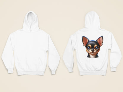 Chihuahua Black & Tan Smooth Coat Cartoon Back Print Hoodie