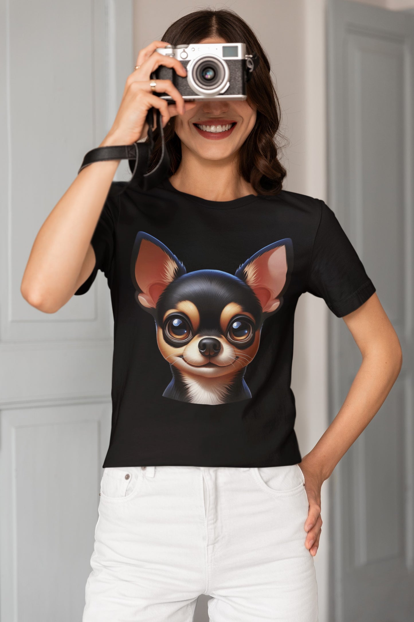 Chihuahua Black & Tan Smooth Coat Cartoon Graphic Tee