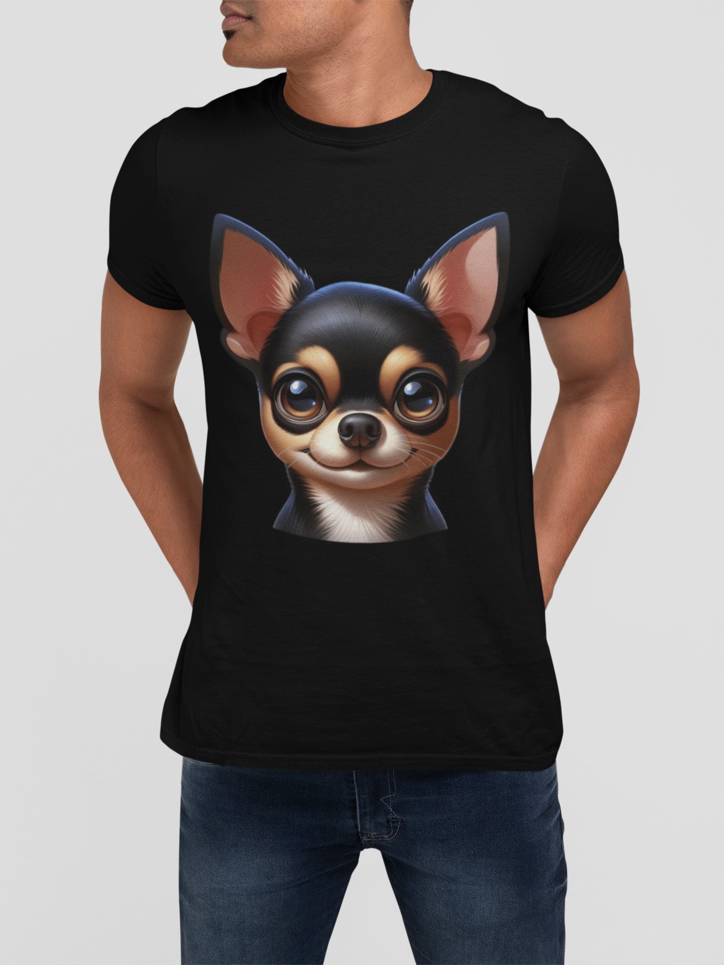 Chihuahua Black & Tan Smooth Coat Cartoon Graphic Tee