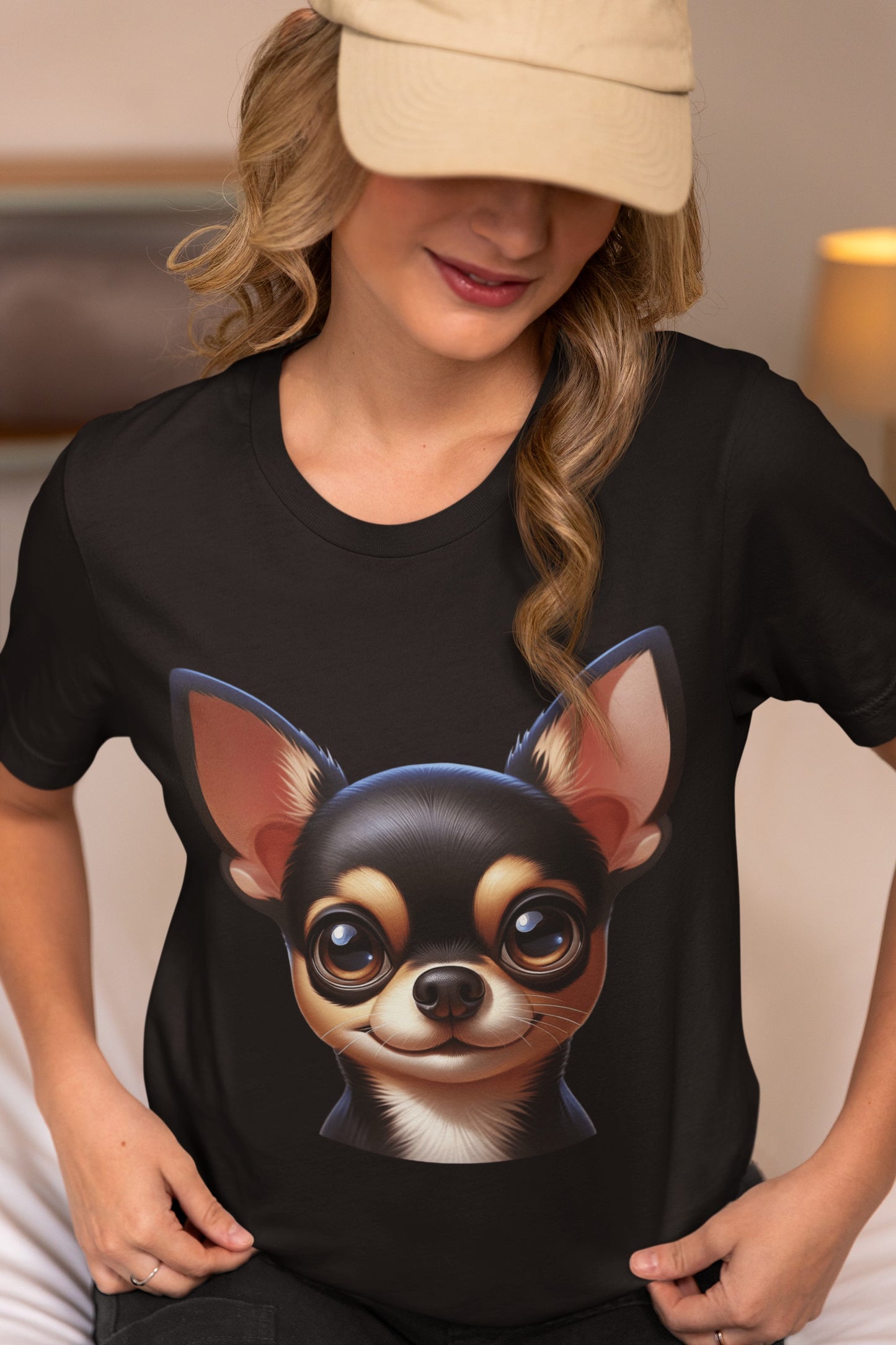 Chihuahua Black & Tan Smooth Coat Cartoon Graphic Tee