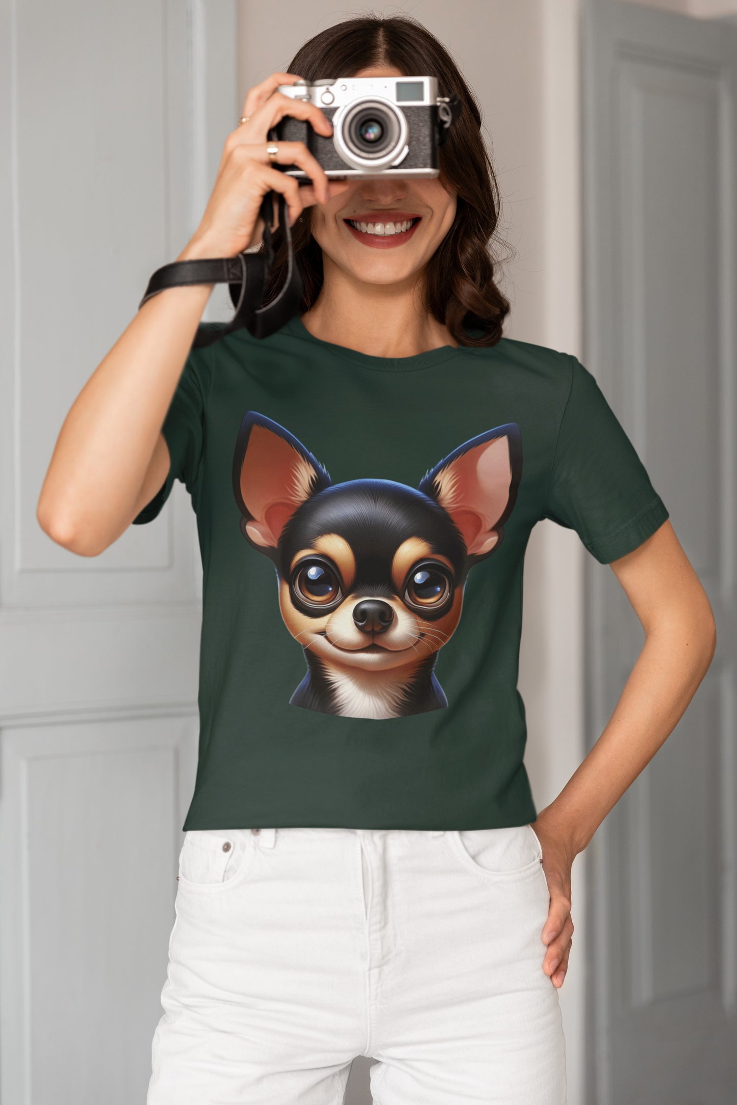 Chihuahua Black & Tan Smooth Coat Cartoon Graphic Tee