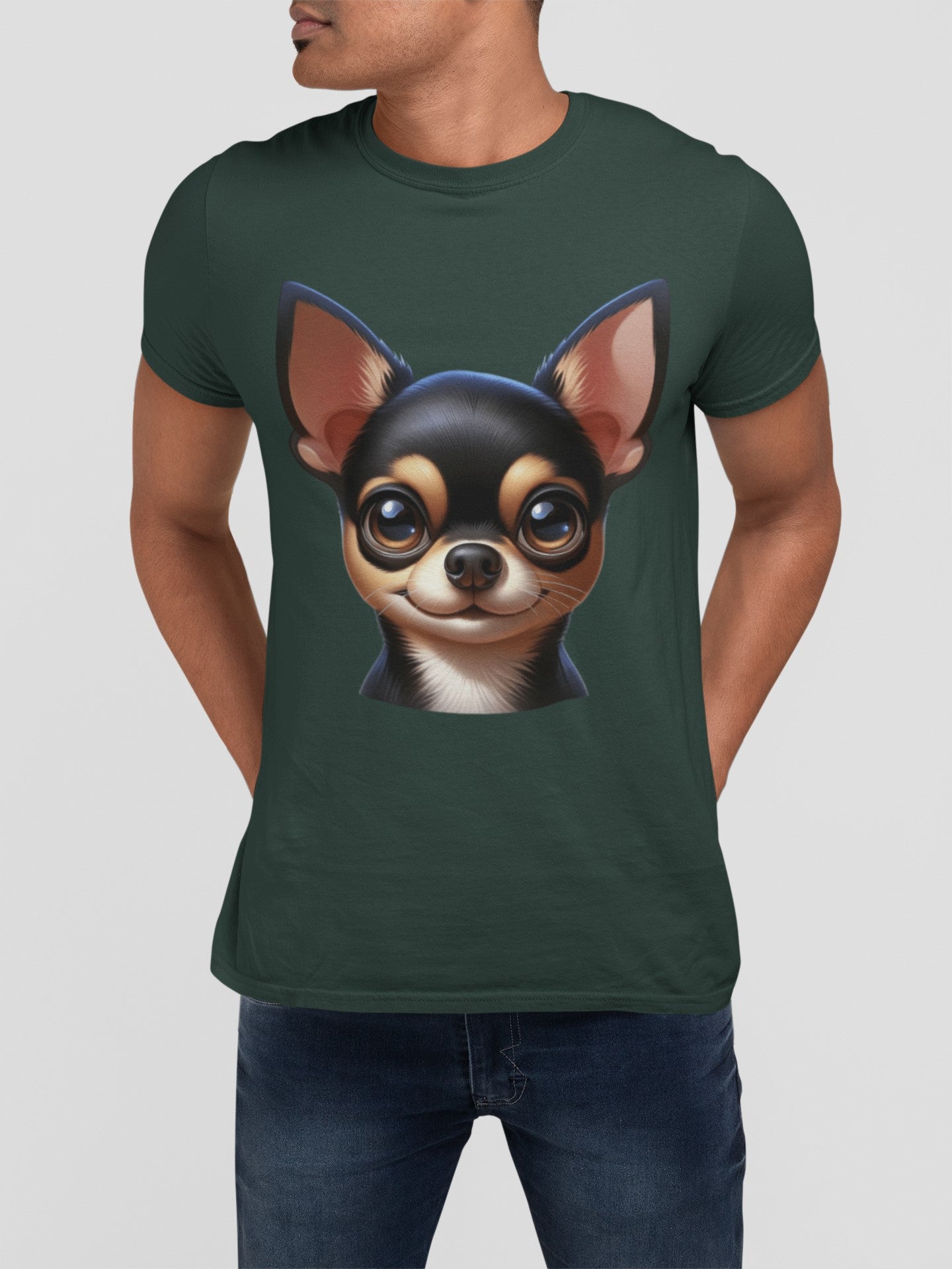 Chihuahua Black & Tan Smooth Coat Cartoon Graphic Tee