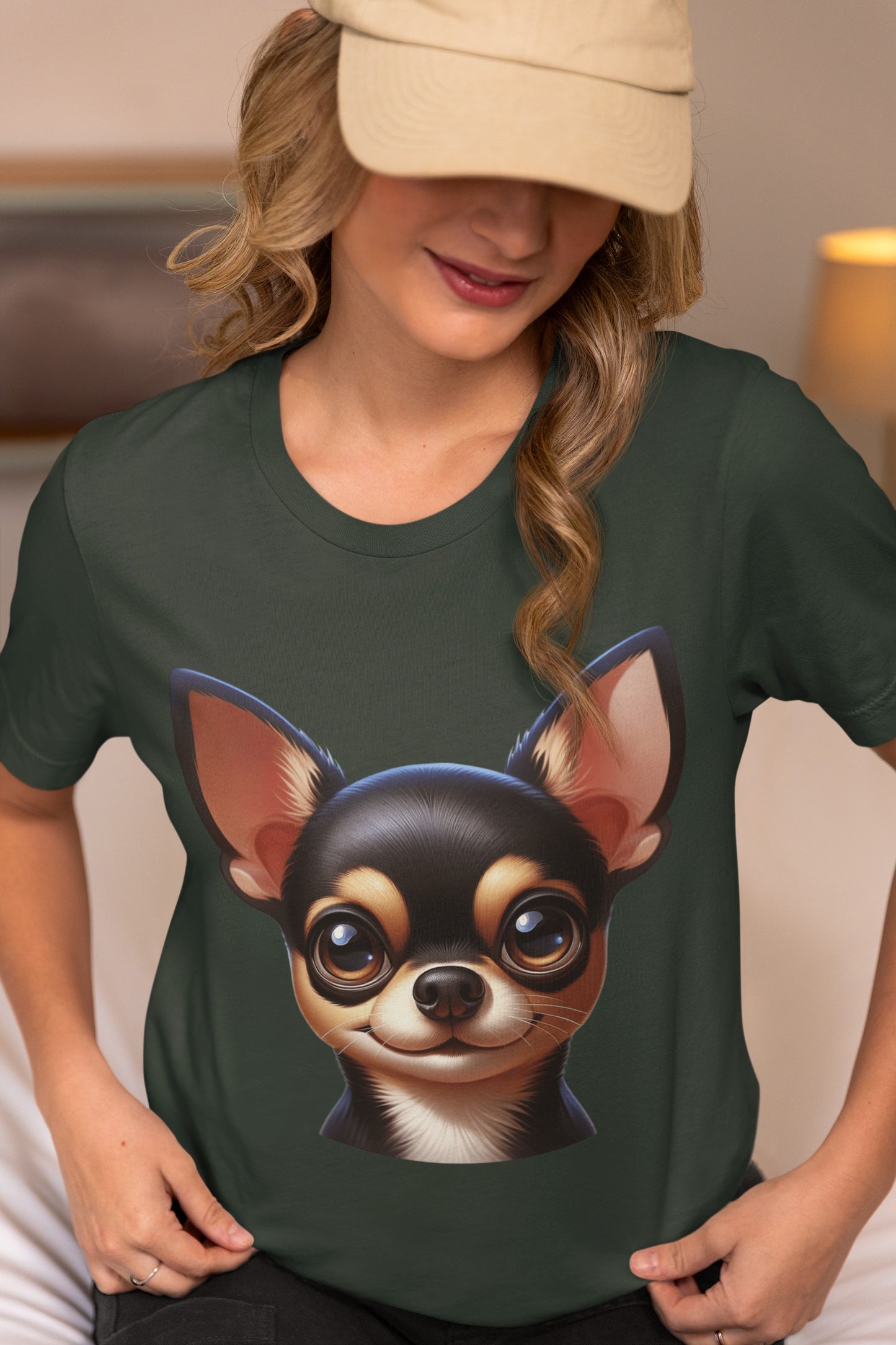 Chihuahua Black & Tan Smooth Coat Cartoon Graphic Tee