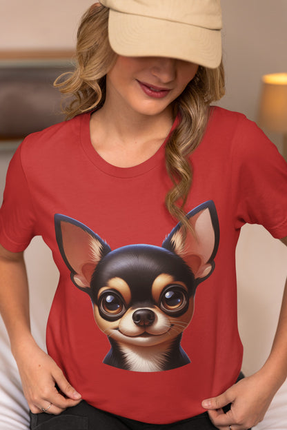 Chihuahua Black & Tan Smooth Coat Cartoon Graphic Tee