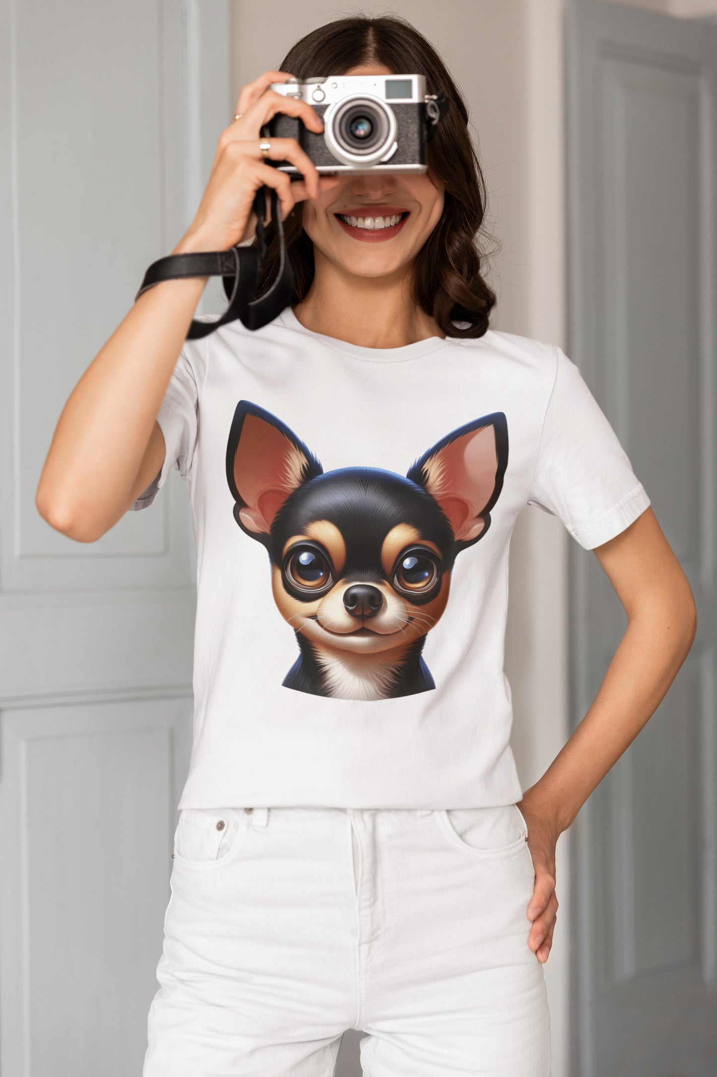 Chihuahua Black & Tan Smooth Coat Cartoon Graphic Tee