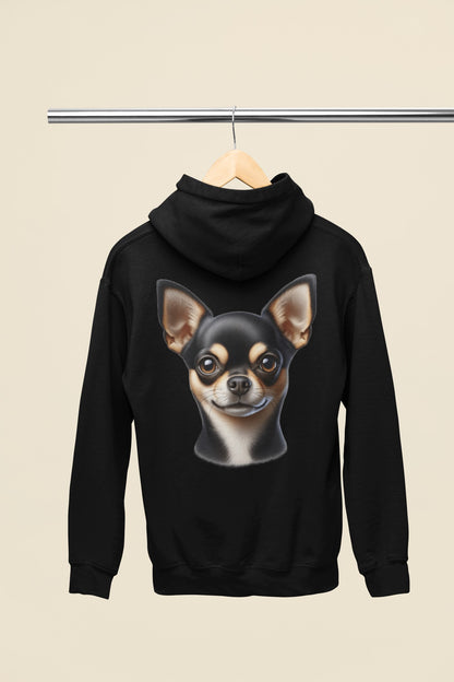 Chihuahua Black & Tan Smooth Coat Realistic Back Print Hoodie