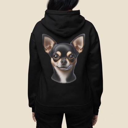 Chihuahua Black & Tan Smooth Coat Realistic Back Print Hoodie