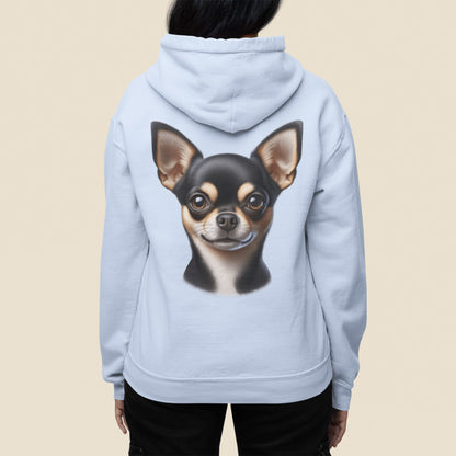 Chihuahua Black & Tan Smooth Coat Realistic Back Print Hoodie