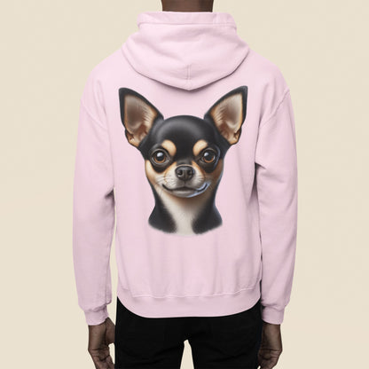 Chihuahua Black & Tan Smooth Coat Realistic Back Print Hoodie