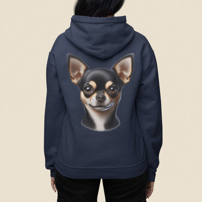 Chihuahua Black & Tan Smooth Coat Realistic Back Print Hoodie