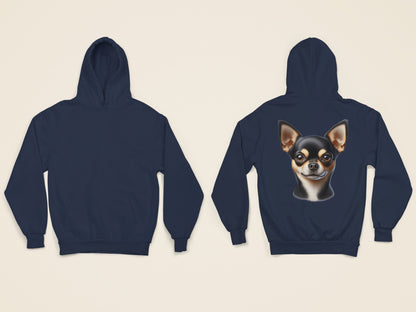 Chihuahua Black & Tan Smooth Coat Realistic Back Print Hoodie