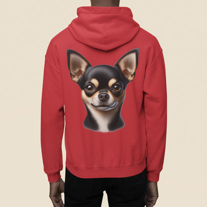 Chihuahua Black & Tan Smooth Coat Realistic Back Print Hoodie