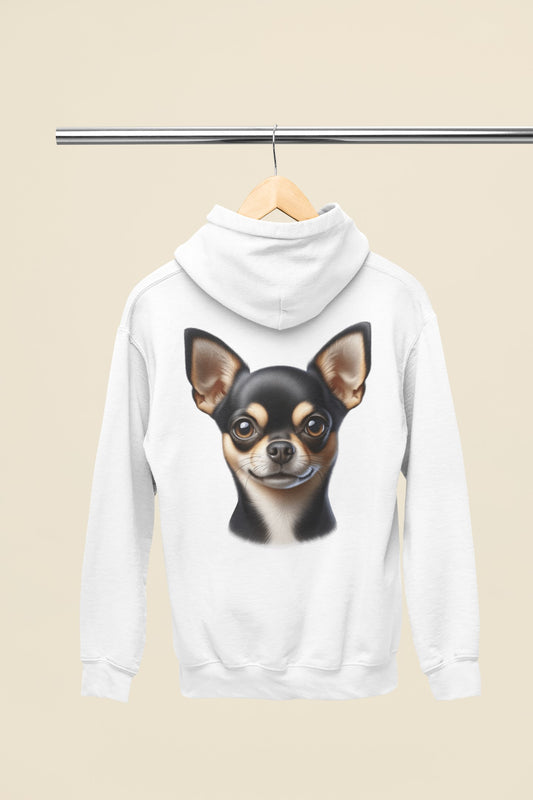 Chihuahua Black & Tan Smooth Coat Realistic Back Print Hoodie