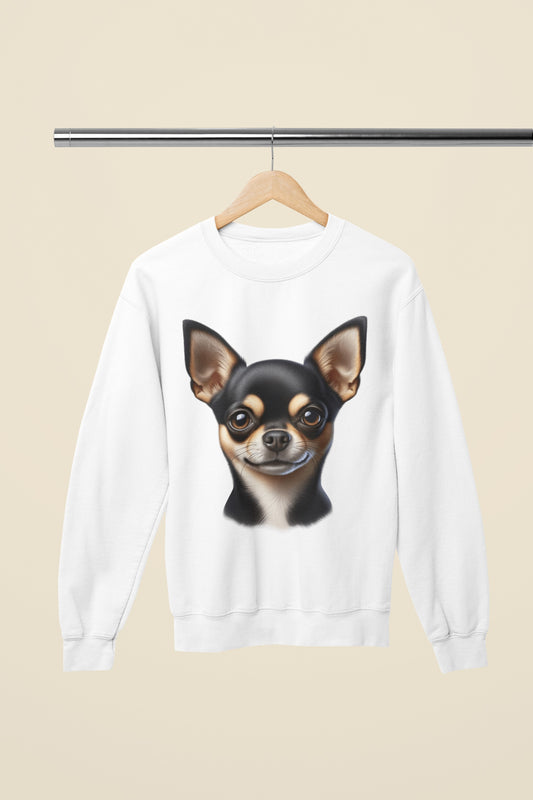 Chihuahua Black & Tan Smooth Coat Realistic Design Crewneck Sweatshirt