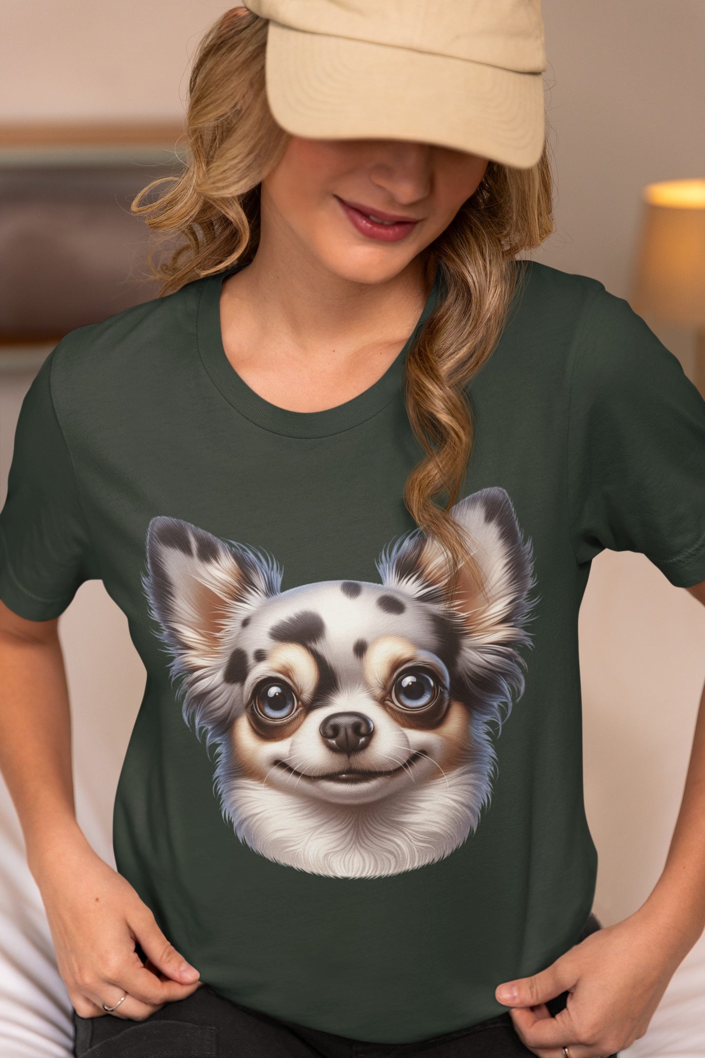 Chihuahua Blue Merle Pattern Long Coat Cartoon Graphic Tee