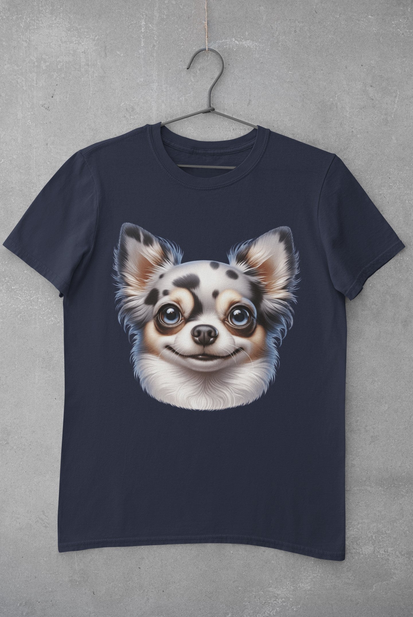 Chihuahua Blue Merle Pattern Long Coat Cartoon Graphic Tee