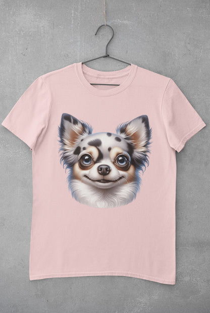 Chihuahua Blue Merle Pattern Long Coat Cartoon Graphic Tee