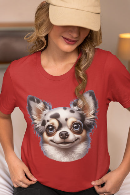 Chihuahua Blue Merle Pattern Long Coat Cartoon Graphic Tee