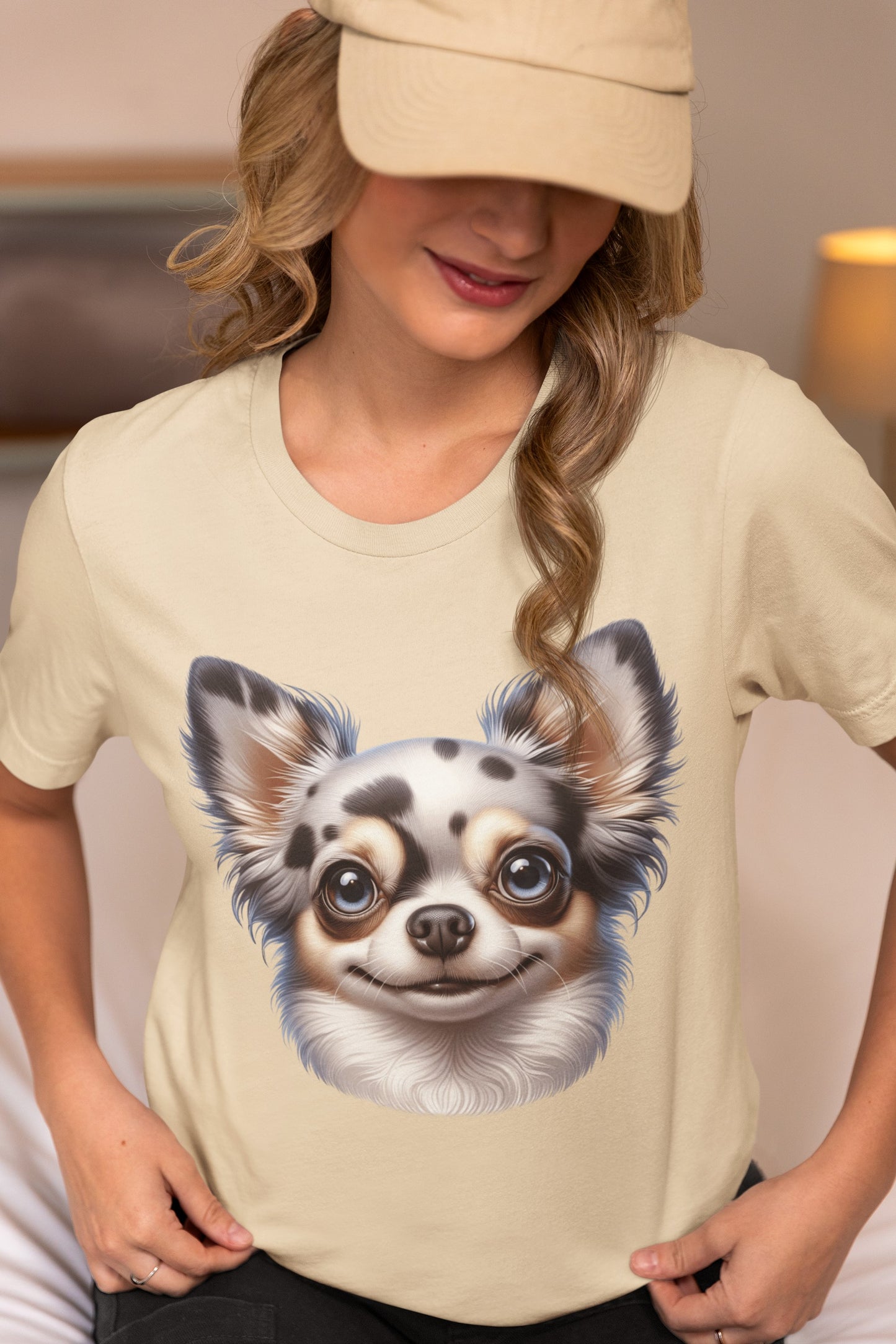 Chihuahua Blue Merle Pattern Long Coat Cartoon Graphic Tee