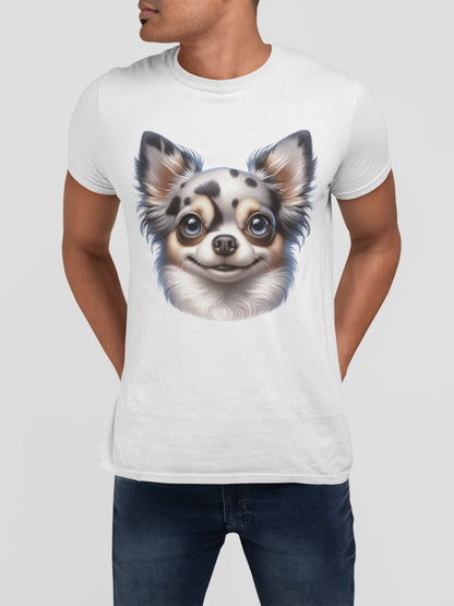 Chihuahua Blue Merle Pattern Long Coat Cartoon Graphic Tee