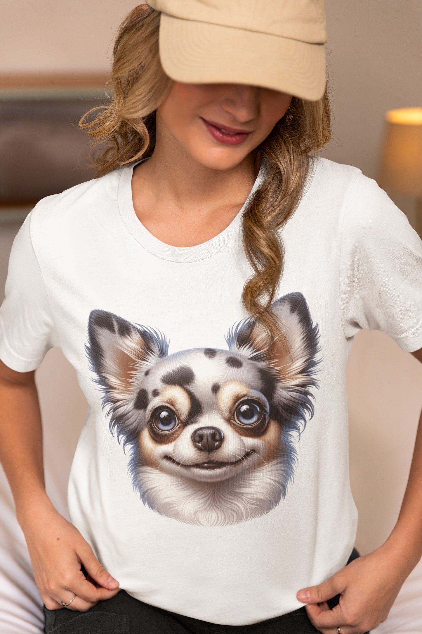 Chihuahua Blue Merle Pattern Long Coat Cartoon Graphic Tee