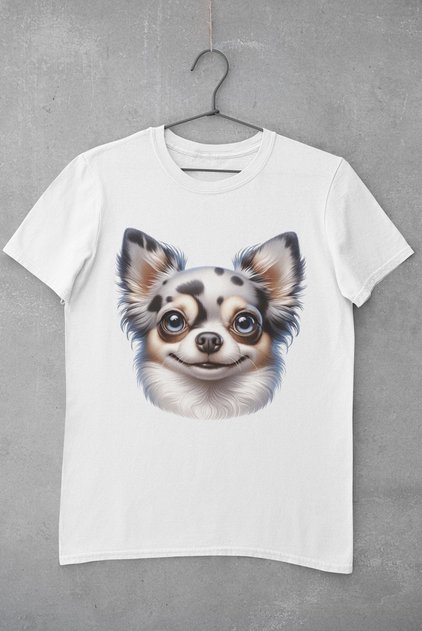 Chihuahua Blue Merle Pattern Long Coat Cartoon Graphic Tee