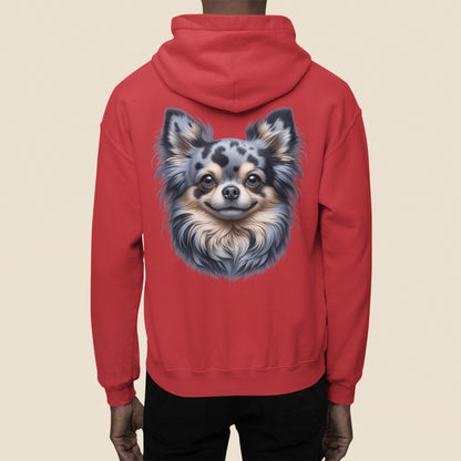 Chihuahua Blue Merle Pattern Long Coat Realistic Back Print Hoodie