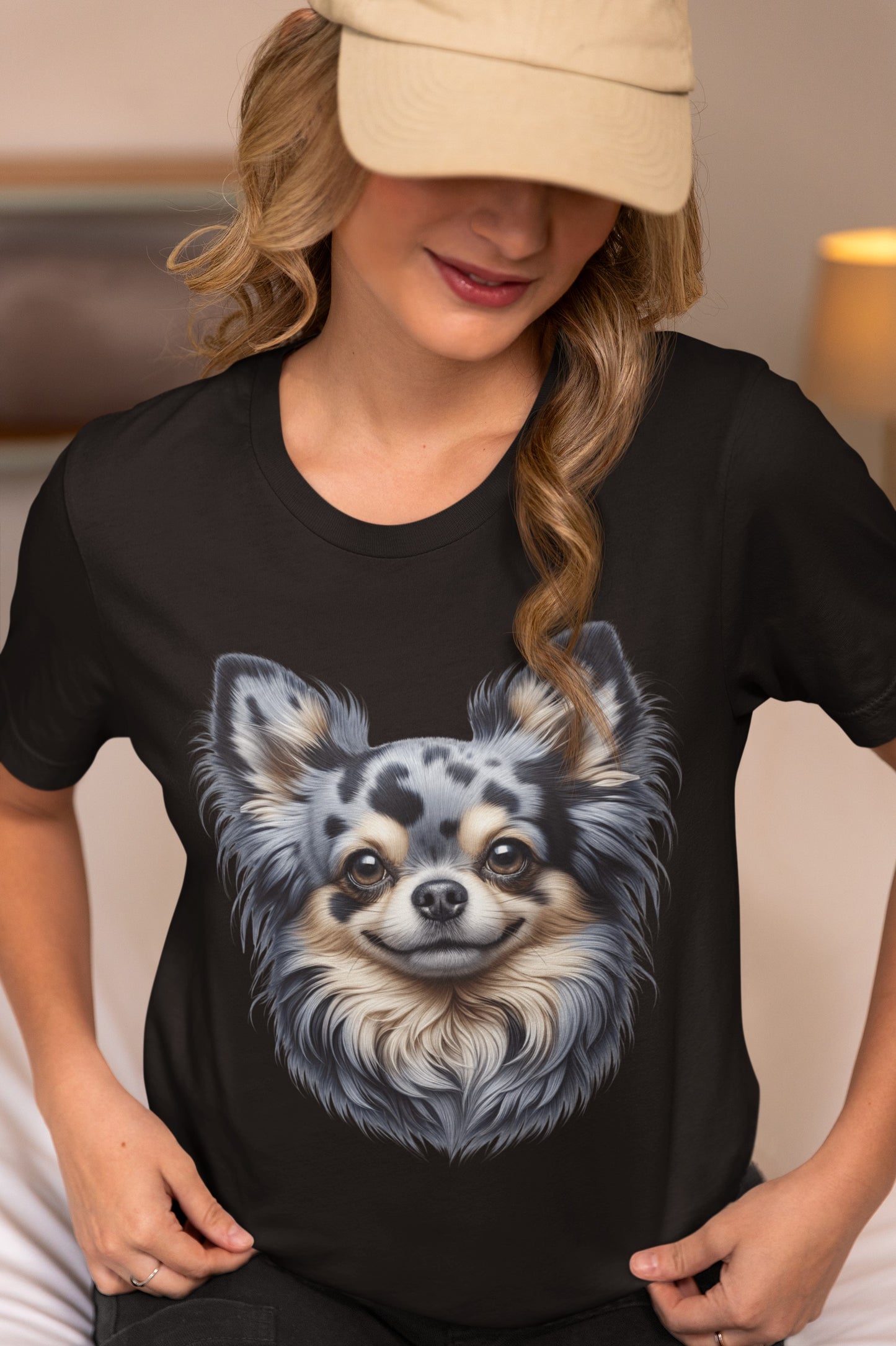 Chihuahua Blue Merle Pattern Long Coat Realistic Graphic Tee