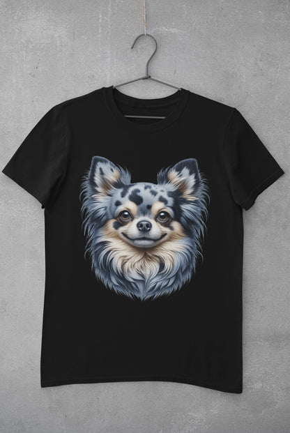 Chihuahua Blue Merle Pattern Long Coat Realistic Graphic Tee