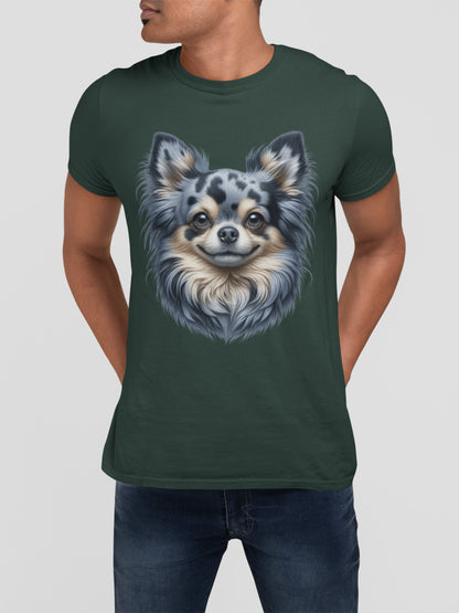 Chihuahua Blue Merle Pattern Long Coat Realistic Graphic Tee