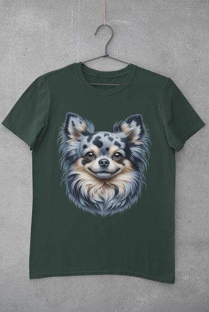 Chihuahua Blue Merle Pattern Long Coat Realistic Graphic Tee