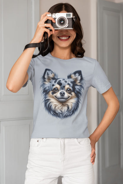 Chihuahua Blue Merle Pattern Long Coat Realistic Graphic Tee