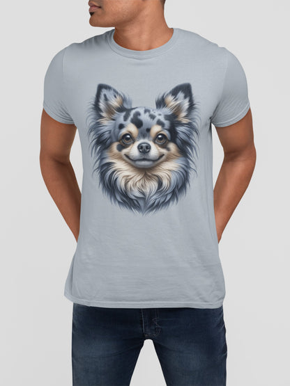 Chihuahua Blue Merle Pattern Long Coat Realistic Graphic Tee