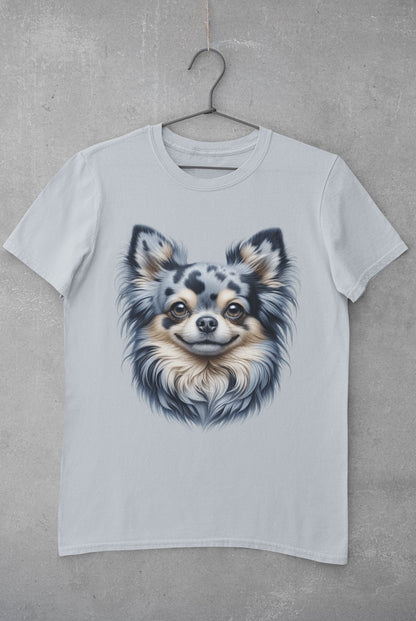 Chihuahua Blue Merle Pattern Long Coat Realistic Graphic Tee