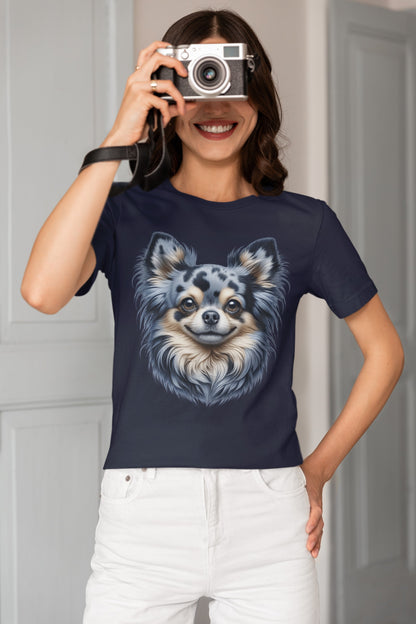 Chihuahua Blue Merle Pattern Long Coat Realistic Graphic Tee