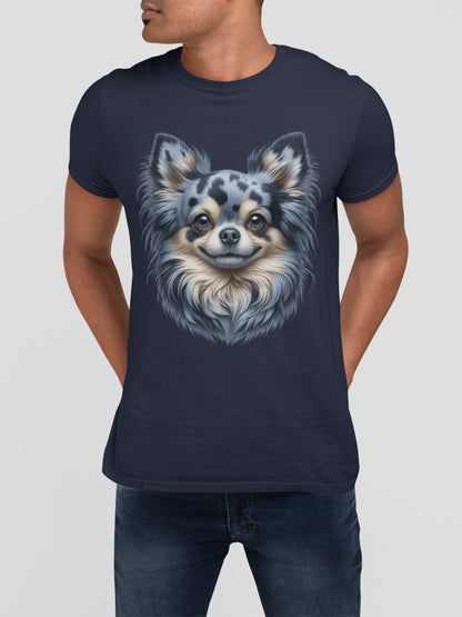Chihuahua Blue Merle Pattern Long Coat Realistic Graphic Tee