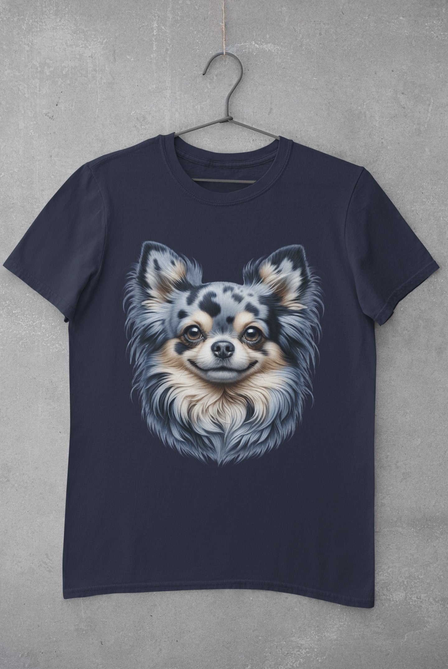 Chihuahua Blue Merle Pattern Long Coat Realistic Graphic Tee