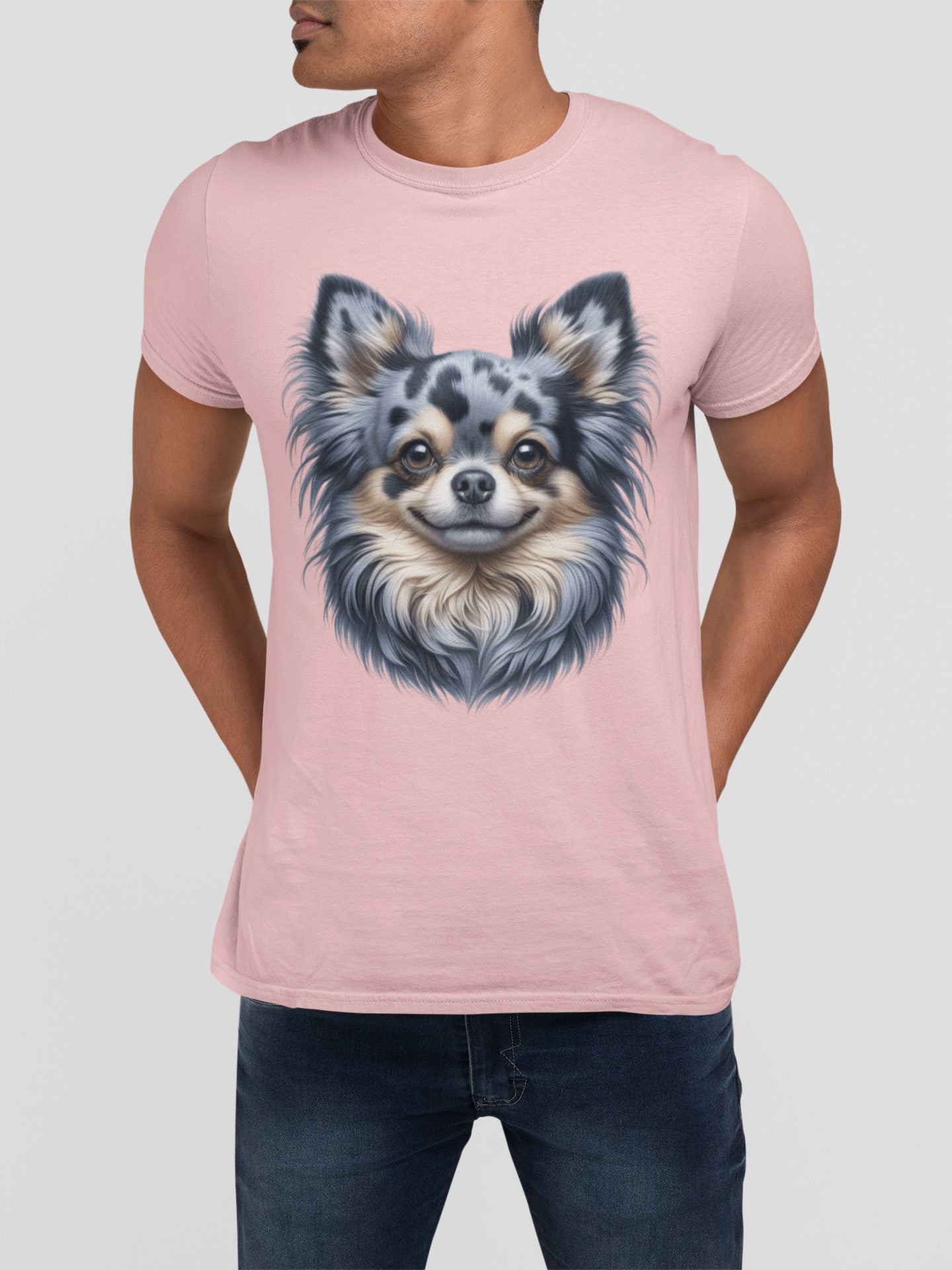 Chihuahua Blue Merle Pattern Long Coat Realistic Graphic Tee