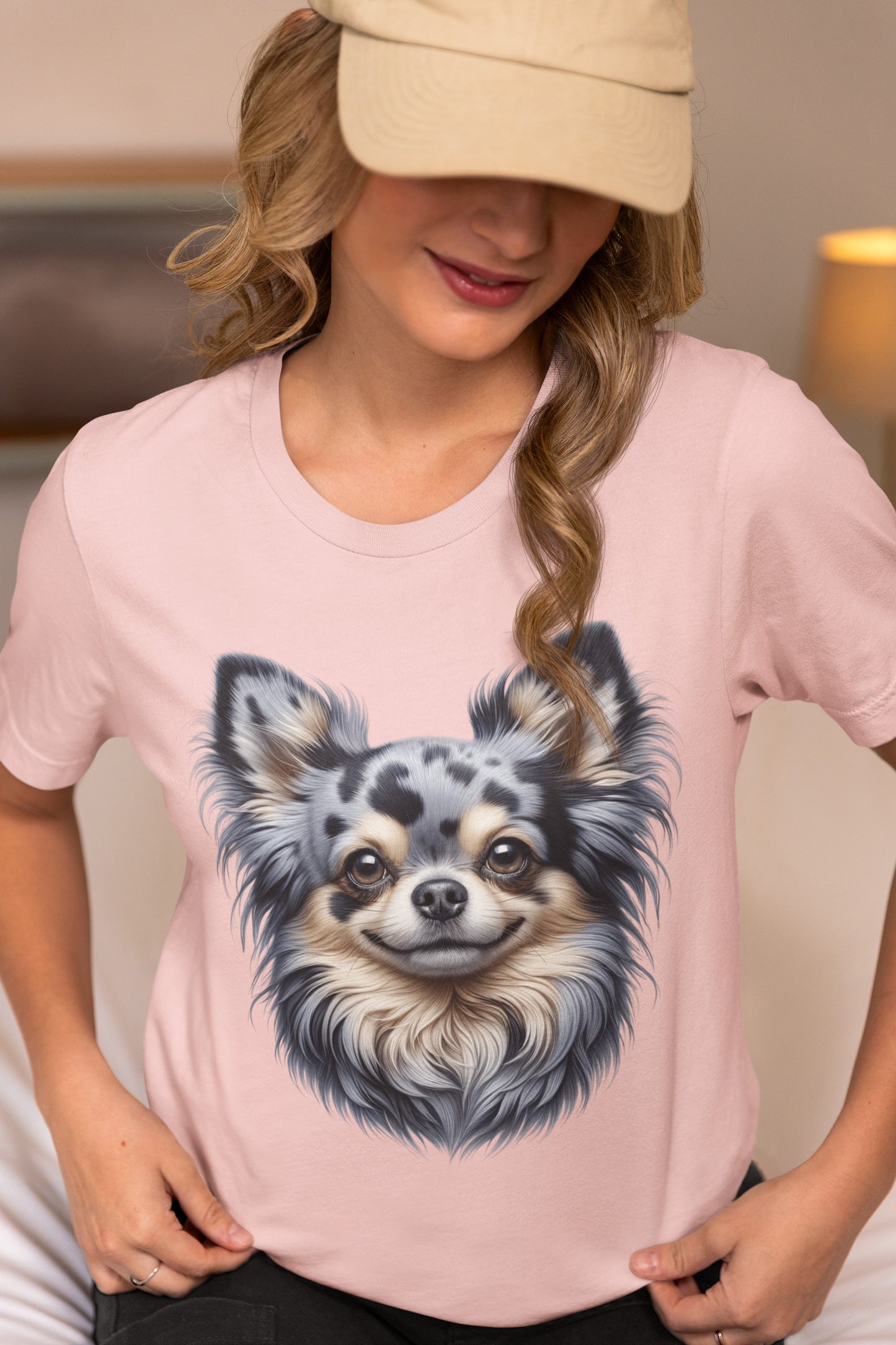 Chihuahua Blue Merle Pattern Long Coat Realistic Graphic Tee