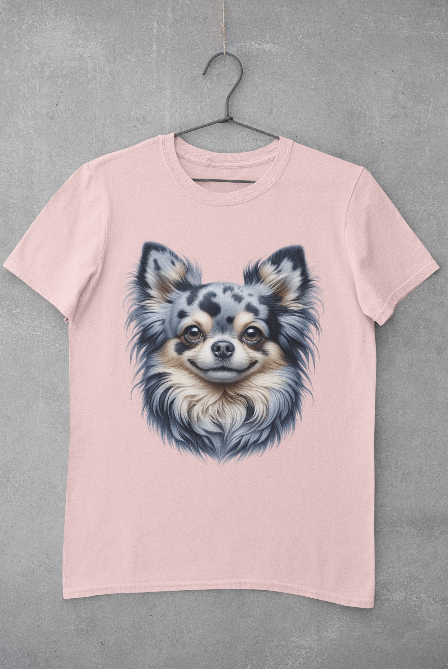Chihuahua Blue Merle Pattern Long Coat Realistic Graphic Tee
